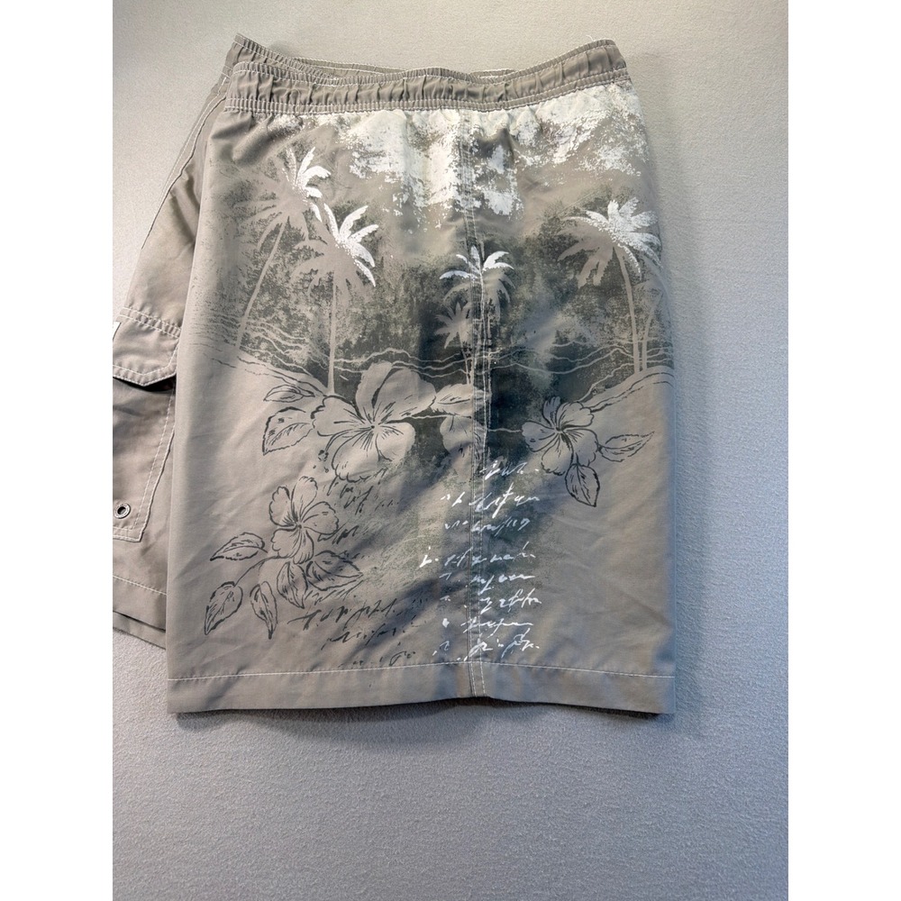 Caribbean Joe Mens XL Tan Tropical Floral Swim Trunks Cargo Board Shorts - Picture 3 of 11